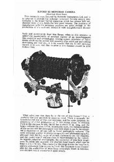 Ilford Limited K.I.Monobar manual. Camera Instructions.